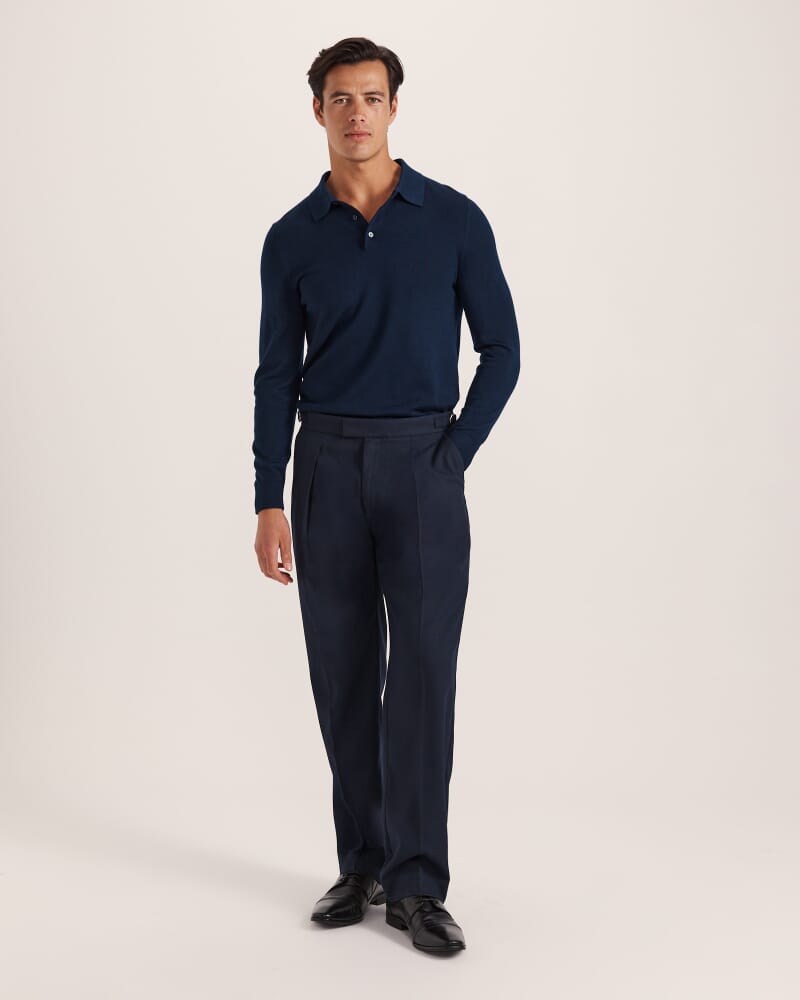 Henry Wide Pleat Pant in INK