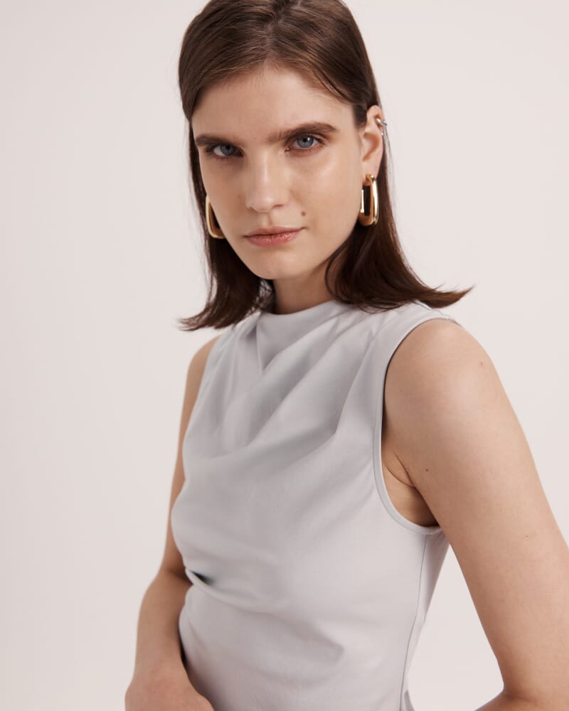 Dana Cotton Drape Detail Top in BLUE MIST