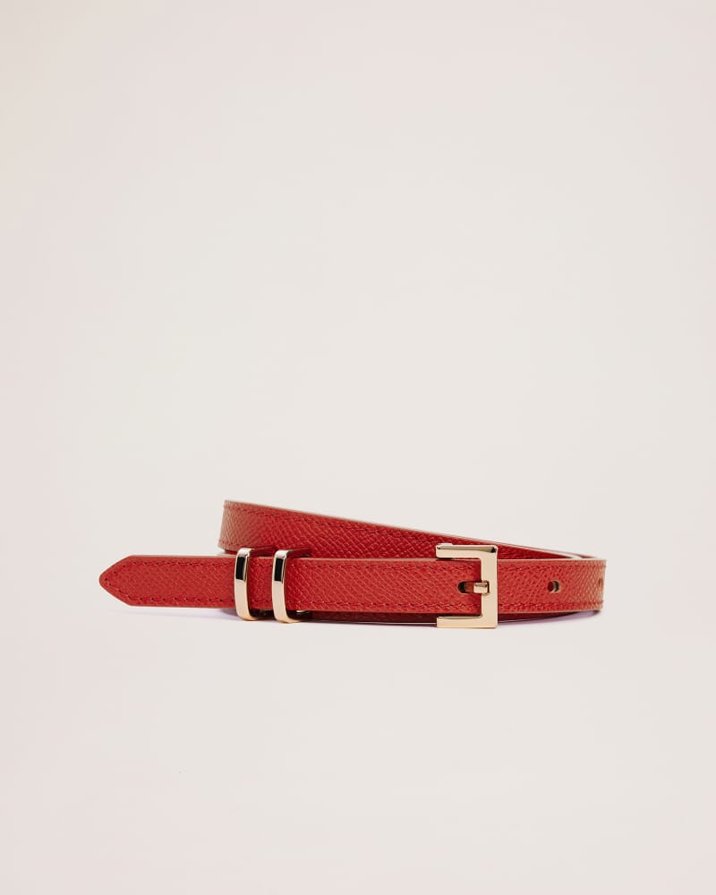 Mila Thin Leather Belt in RED