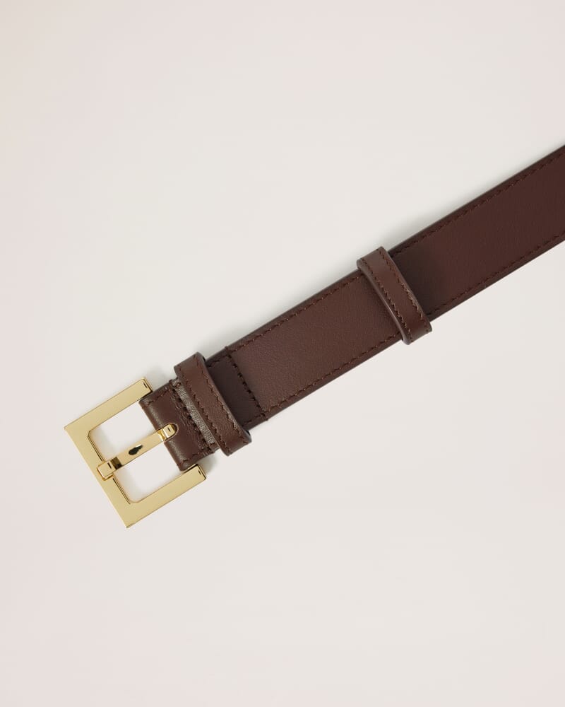 Isla Wide Leather Belt in CHOCOLATE