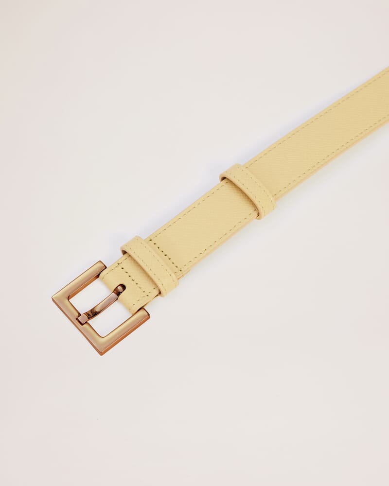 Isla Wide Leather Belt in LEMON