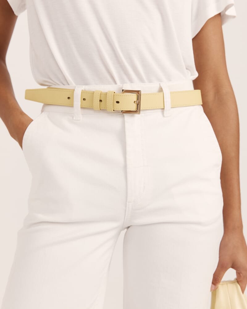 Isla Wide Leather Belt in LEMON