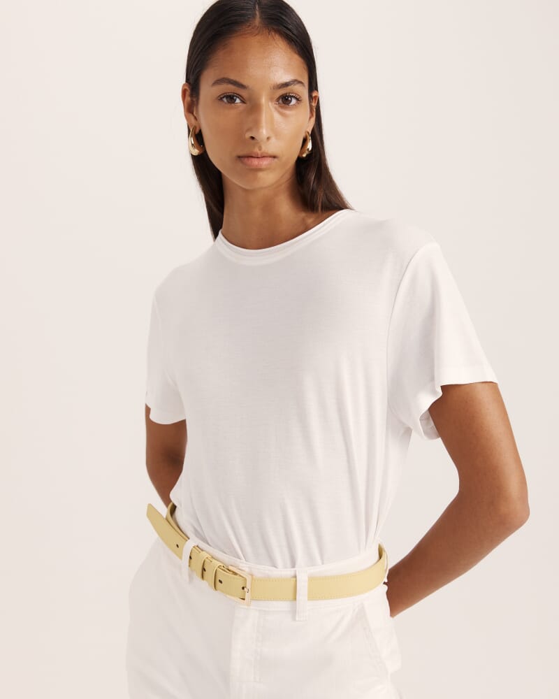 Isla Wide Leather Belt in LEMON