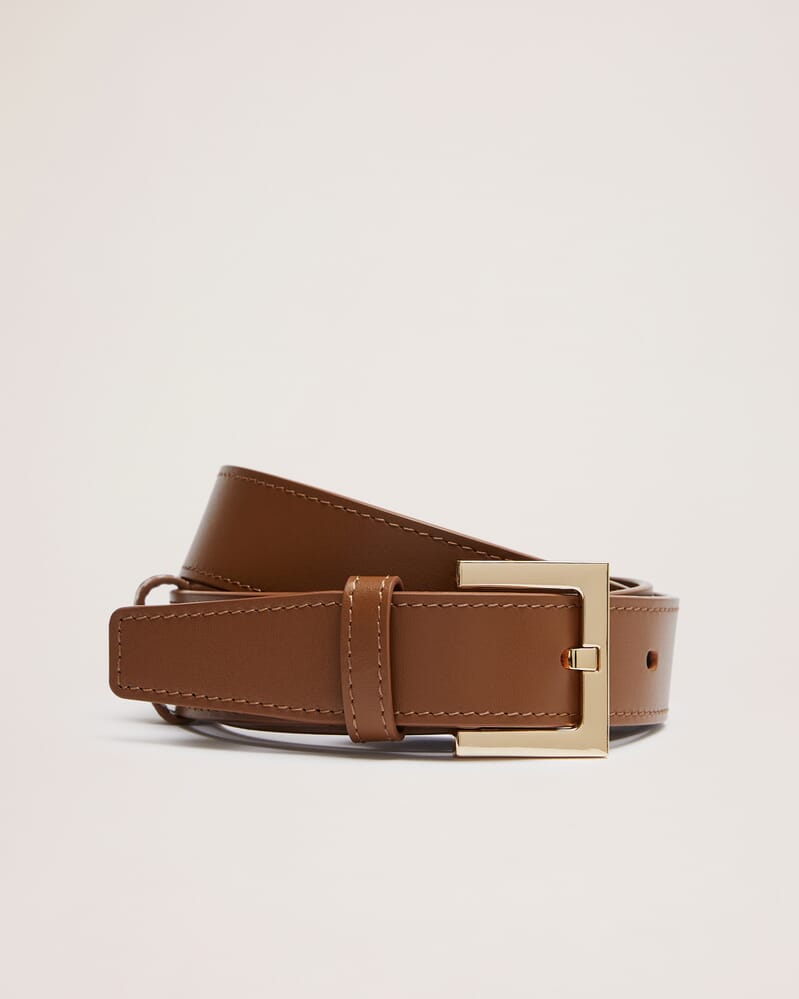 Isla Wide Leather Belt in WALNUT