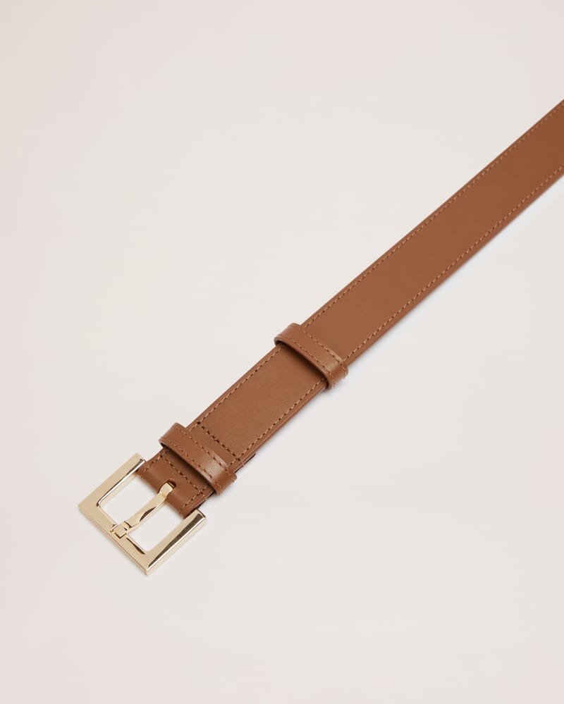 Isla Wide Leather Belt in WALNUT