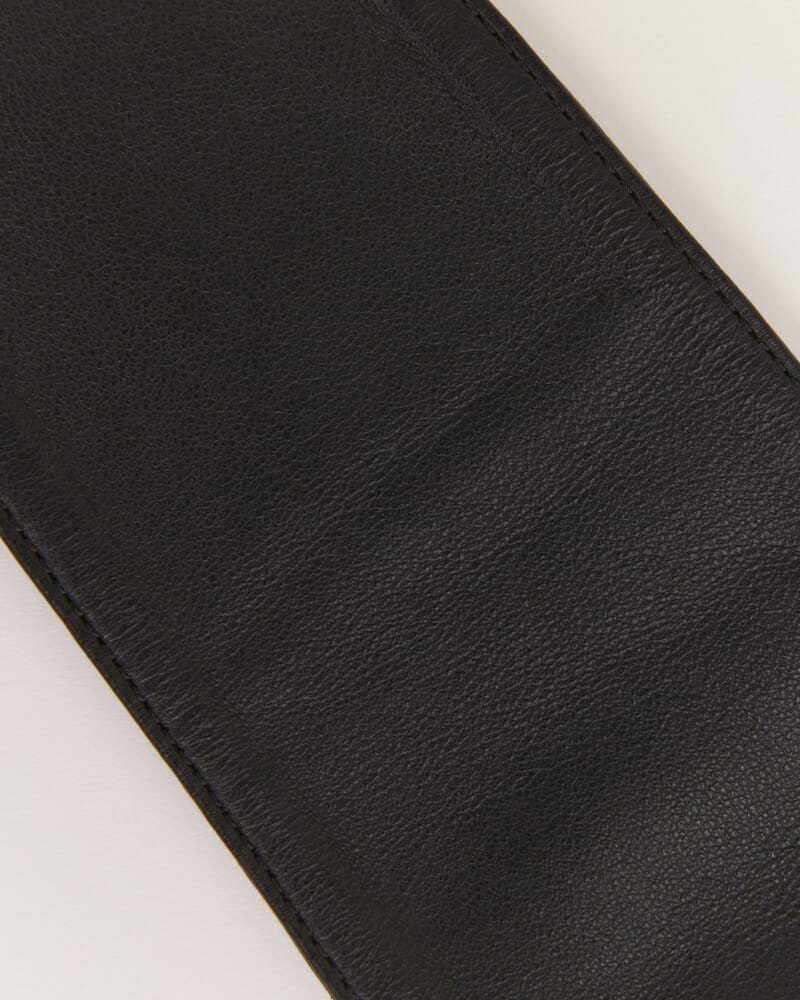 Ayla Leather Tie Belt in BLACK