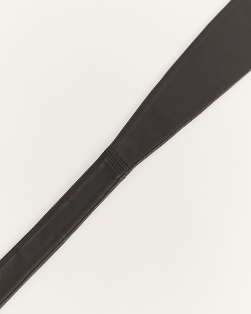 Ayla Leather Tie Belt in BLACK