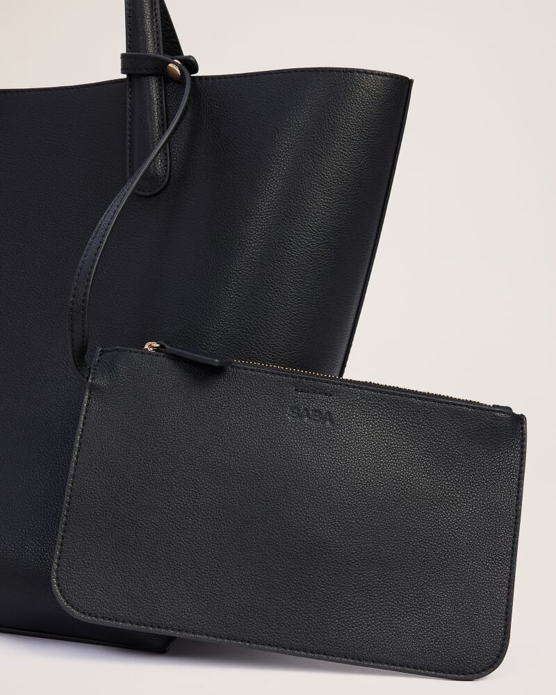Amelia Leather Tote Bag in BLACK