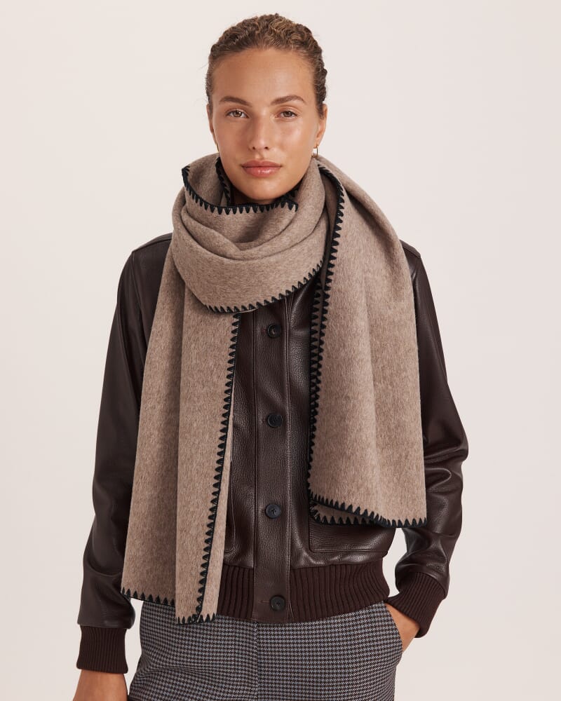 Kayla Contrast Stitch Scarf in MINK