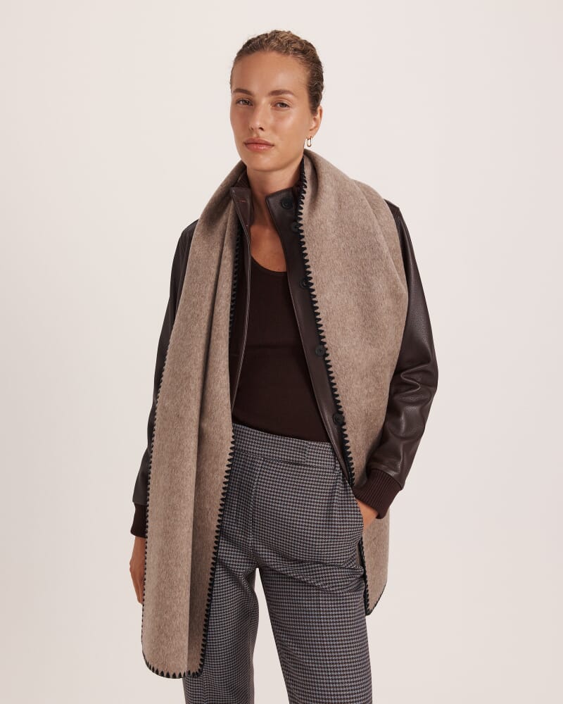 Kayla Contrast Stitch Scarf in MINK