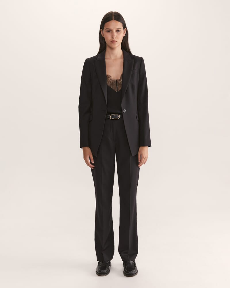 Celeste Wool Suit Blazer in BLACK