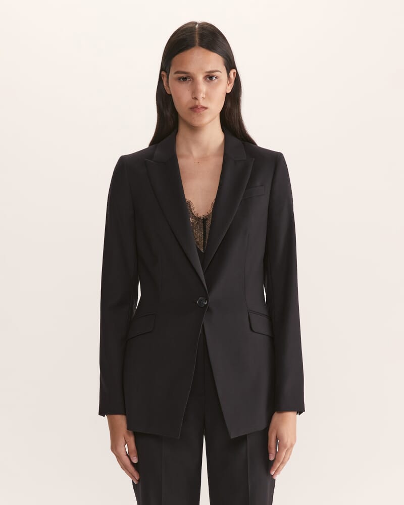 Celeste Wool Suit Blazer in BLACK