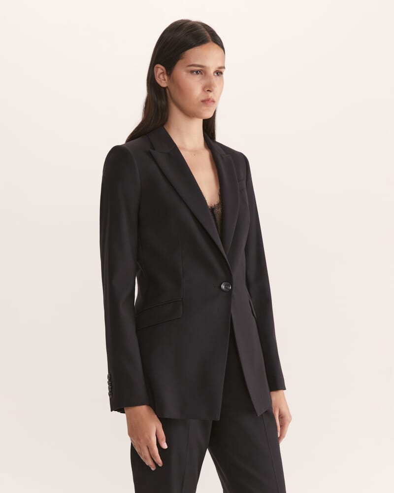 Celeste Wool Suit Blazer in BLACK
