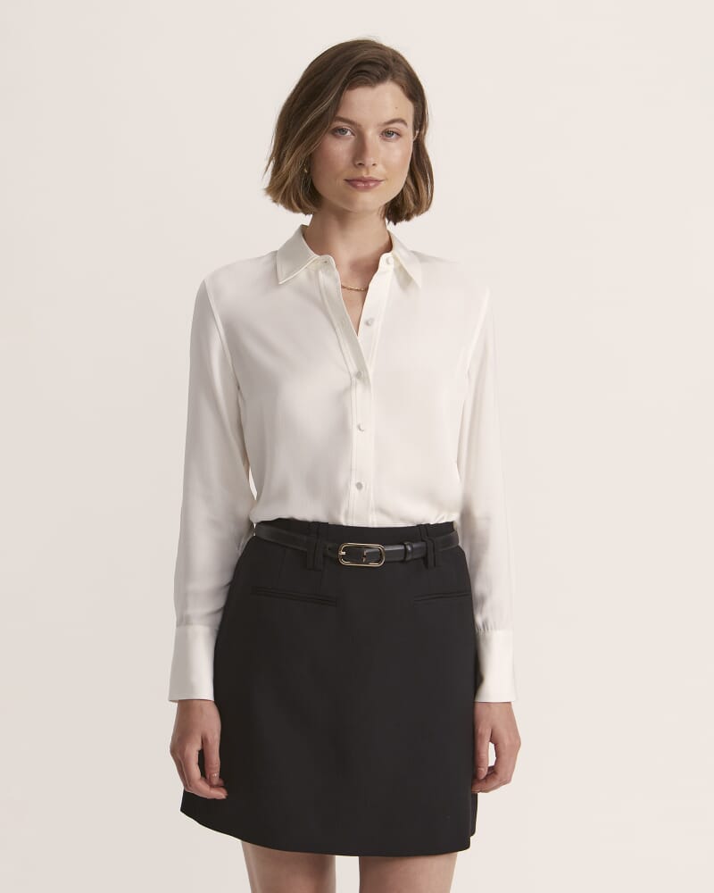 Sam Silk Cuff Shirt in OFF WHITE