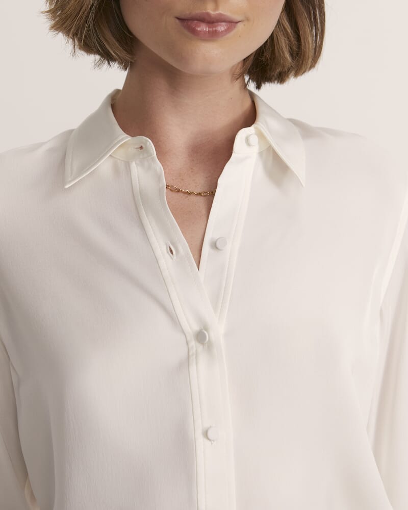 Sam Silk Cuff Shirt in OFF WHITE