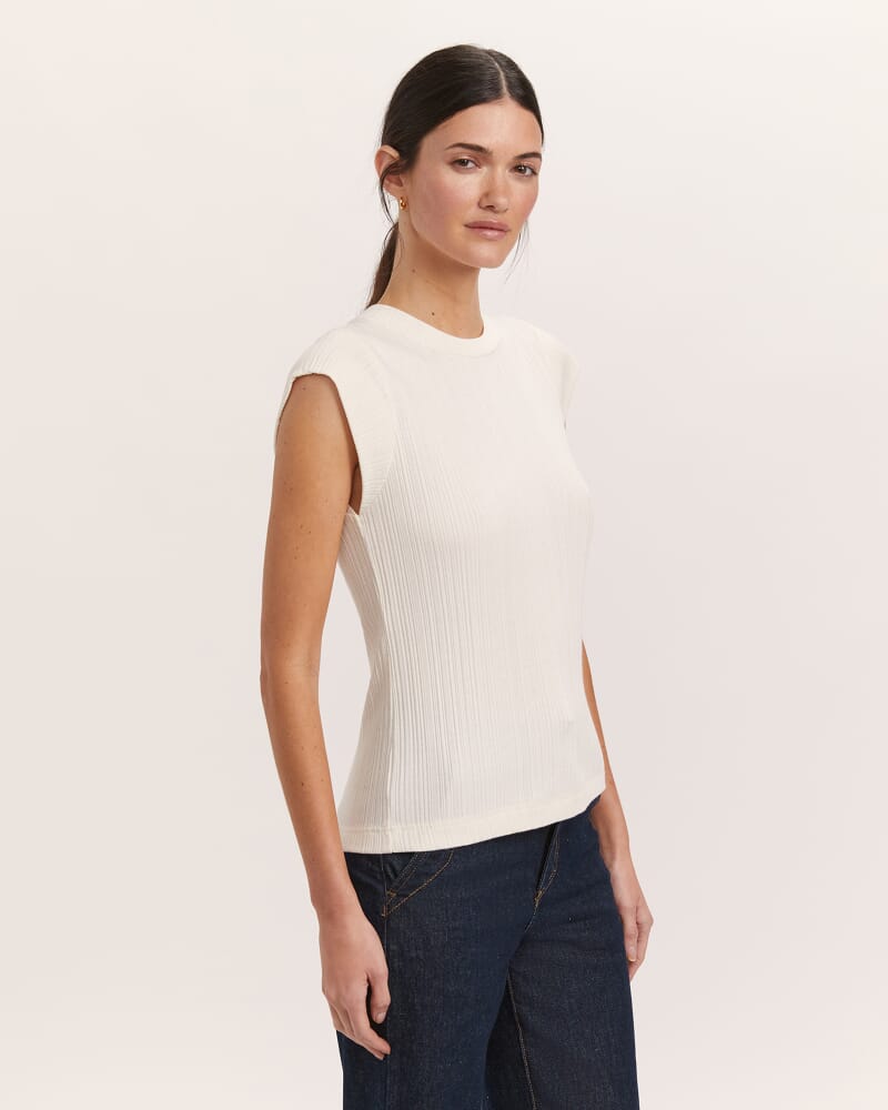 Sabine Cap Sleeve Tee in VANILLA