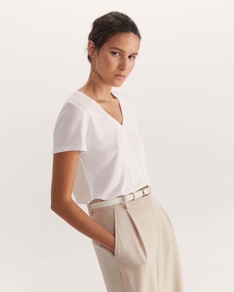Antonia V Neck Tee in WHITE