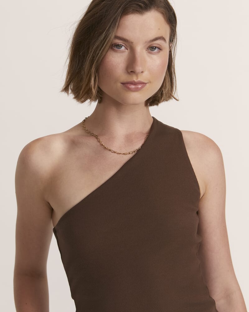 Emilie One Shoulder Tank in CHOCOLATE