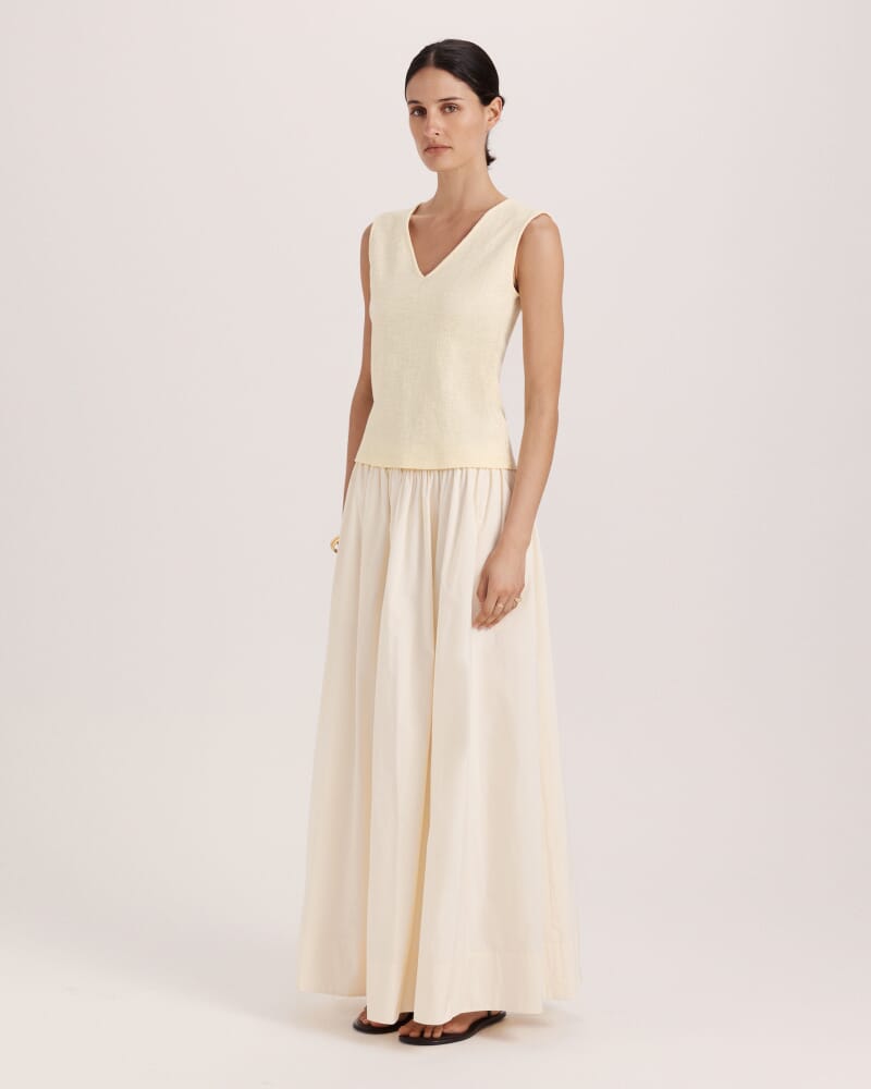Eva Cotton V Neck Tank in CAMOMILE
