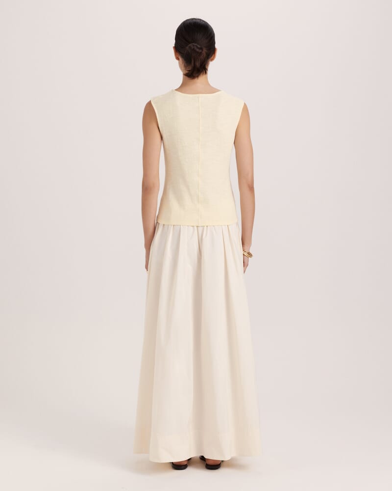 Eva Cotton V Neck Tank in CAMOMILE