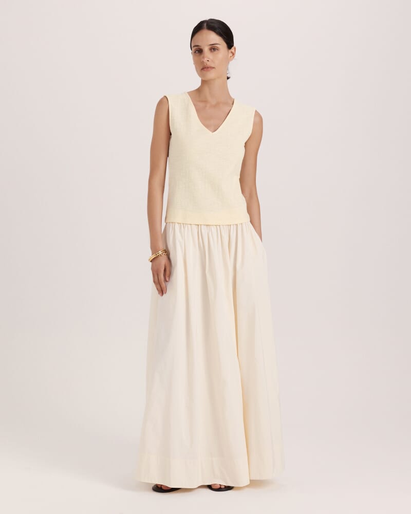 Eva Cotton V Neck Tank in CAMOMILE