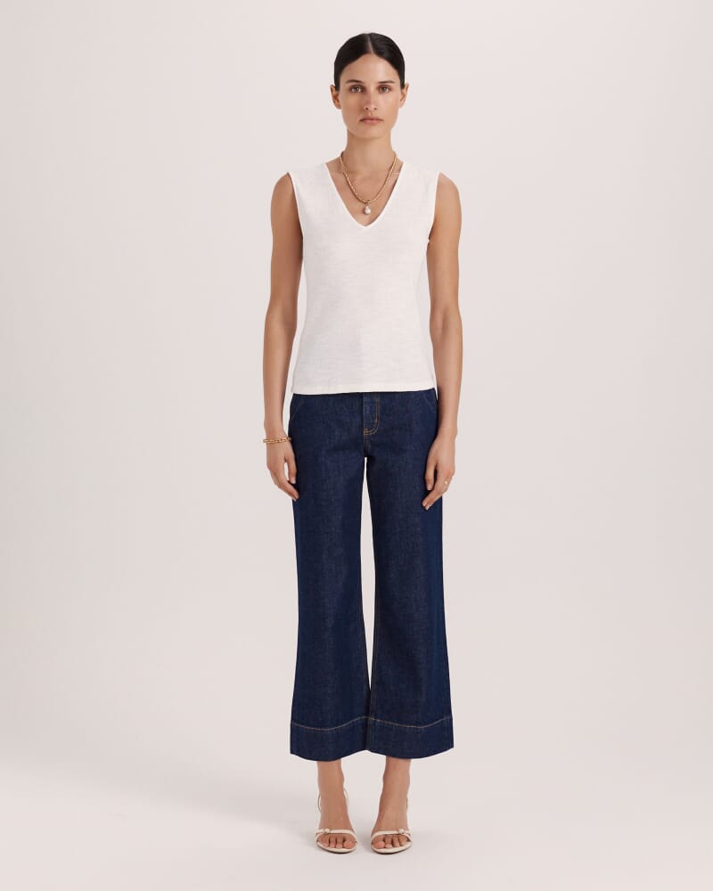 Eva Cotton V Neck Tank in IVORY