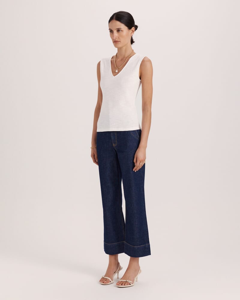 Eva Cotton V Neck Tank in IVORY
