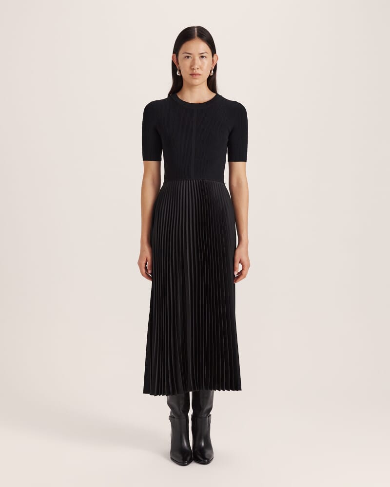 Vicky Mixed Media Dress in BLACK