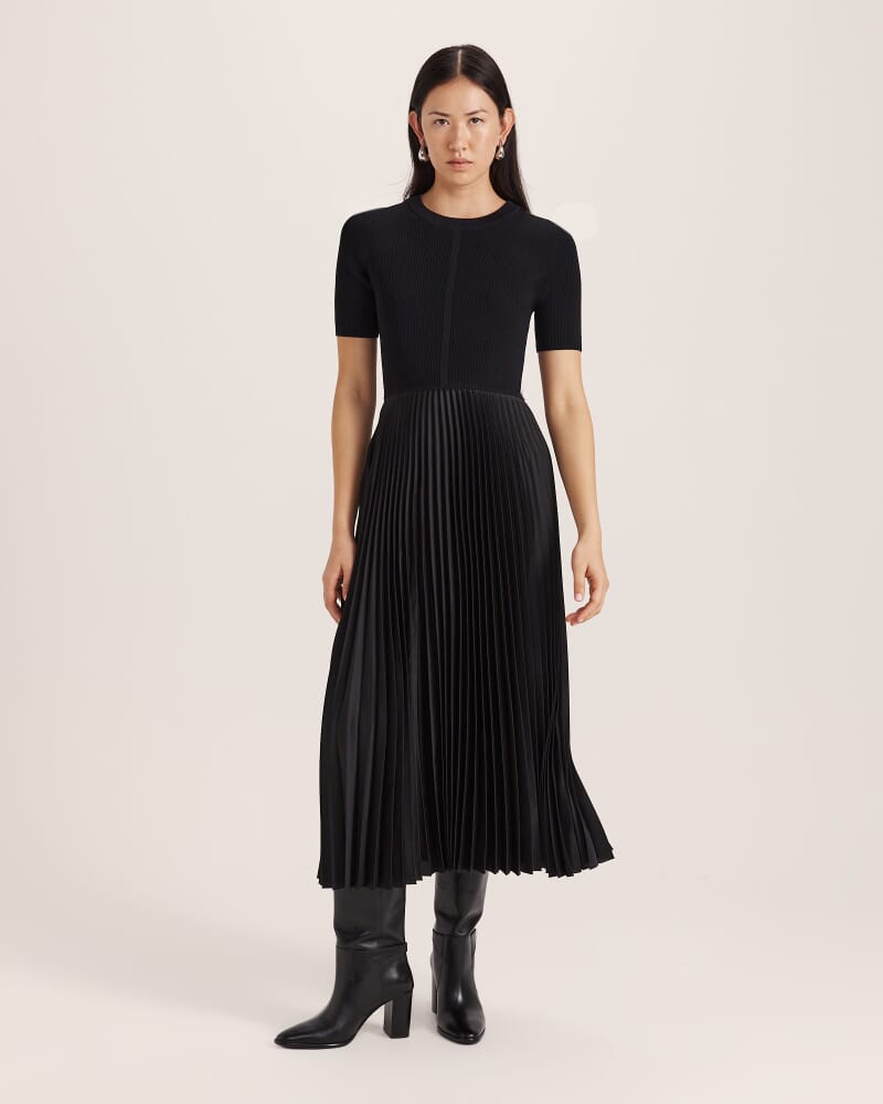 Vicky Mixed Media Dress in BLACK