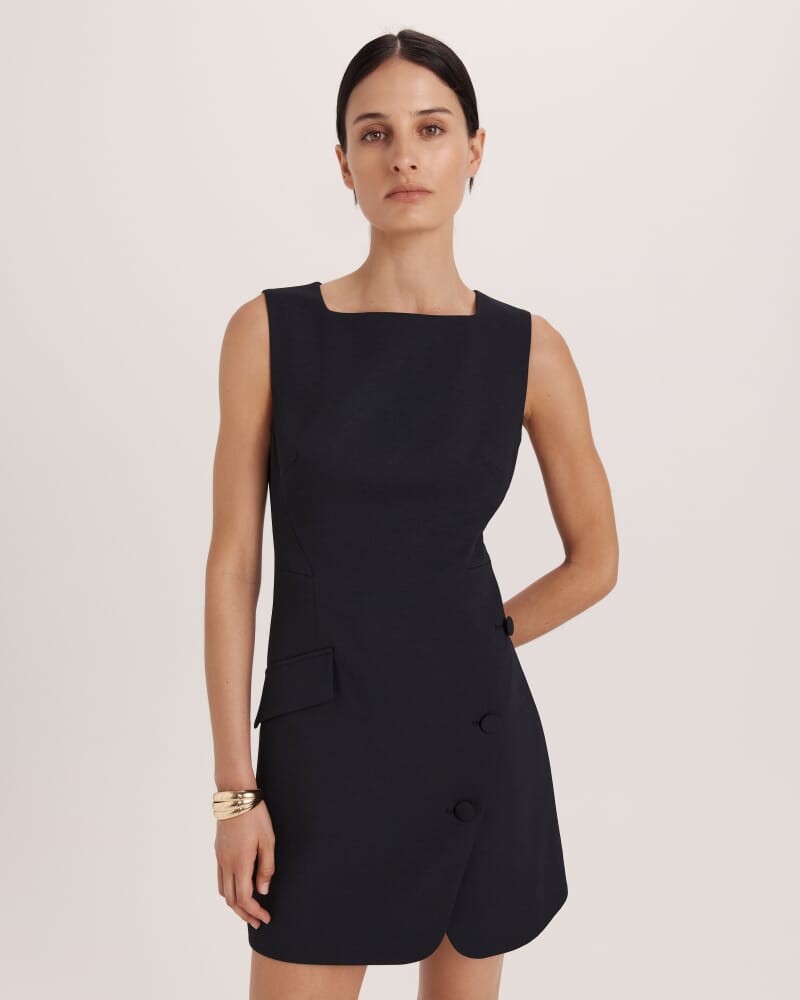 Dharma Button Mini Dress in BLACK