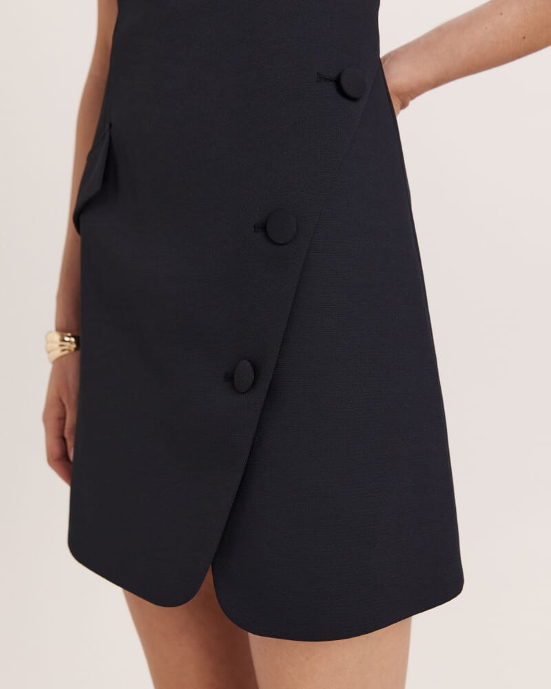 Dharma Button Mini Dress in BLACK