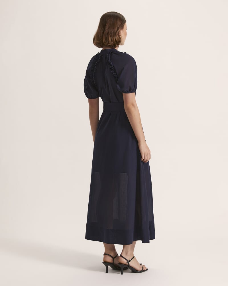 Le Lien Cotton Midi Dress in NAVY