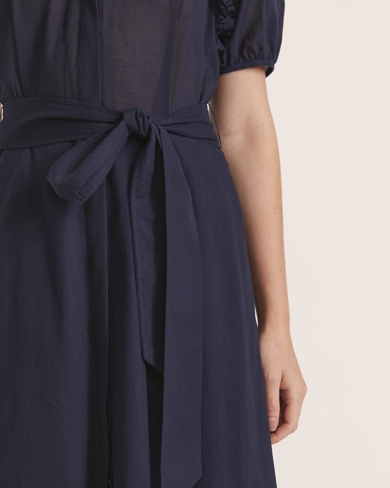 Le Lien Cotton Midi Dress in NAVY