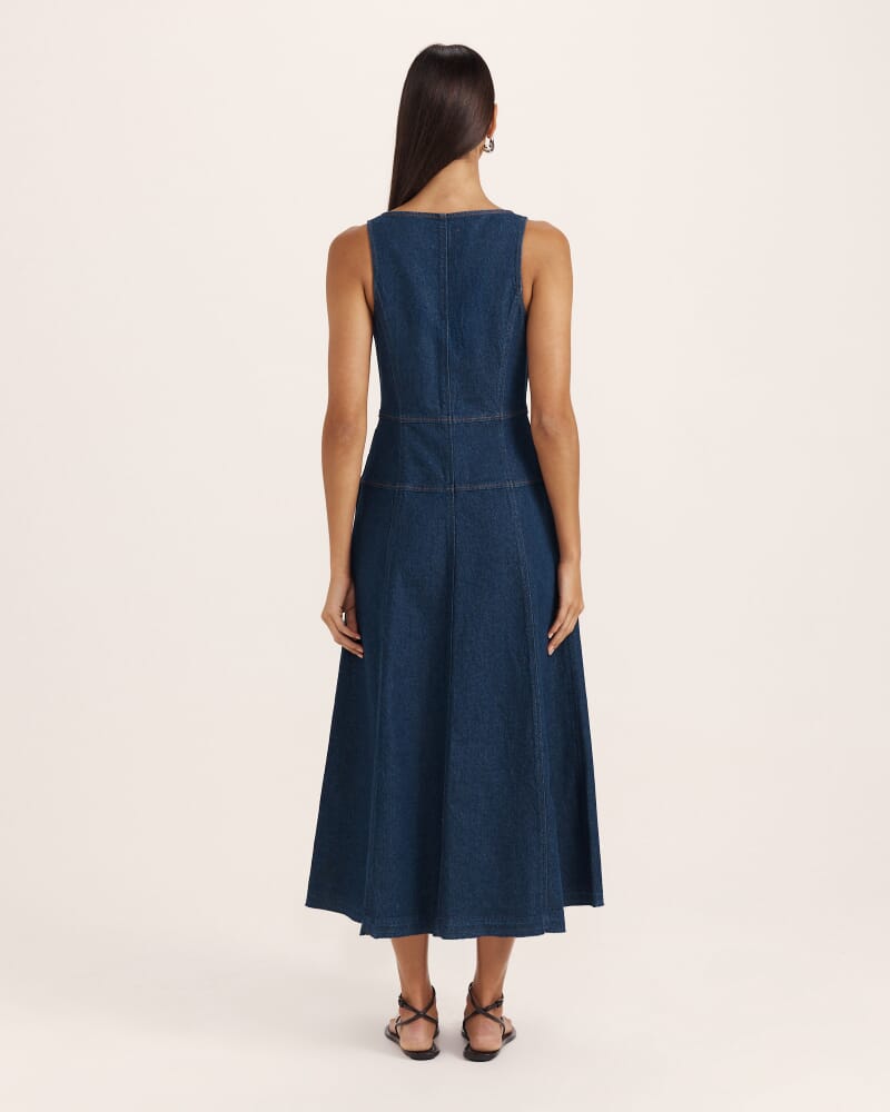 Cara Denim Midi Dress in BLUE/BLACK WASH