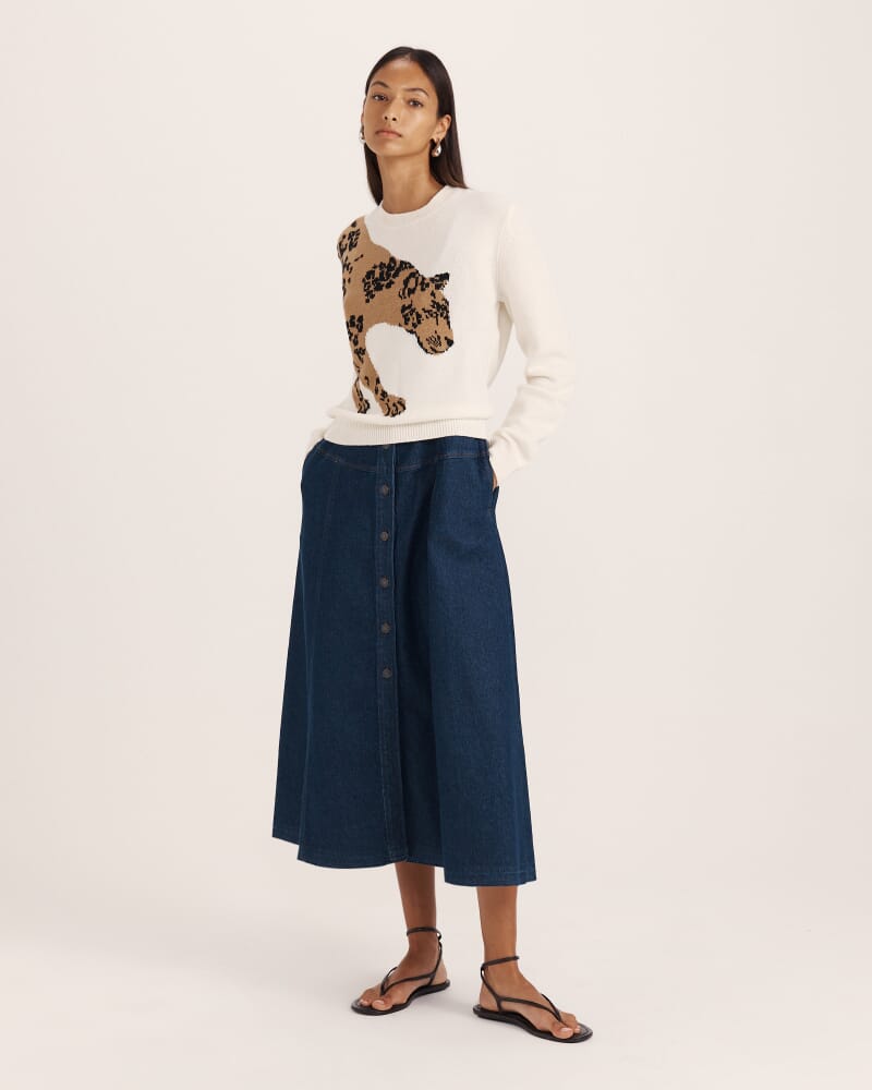 Cara Denim Midi Dress in BLUE/BLACK WASH