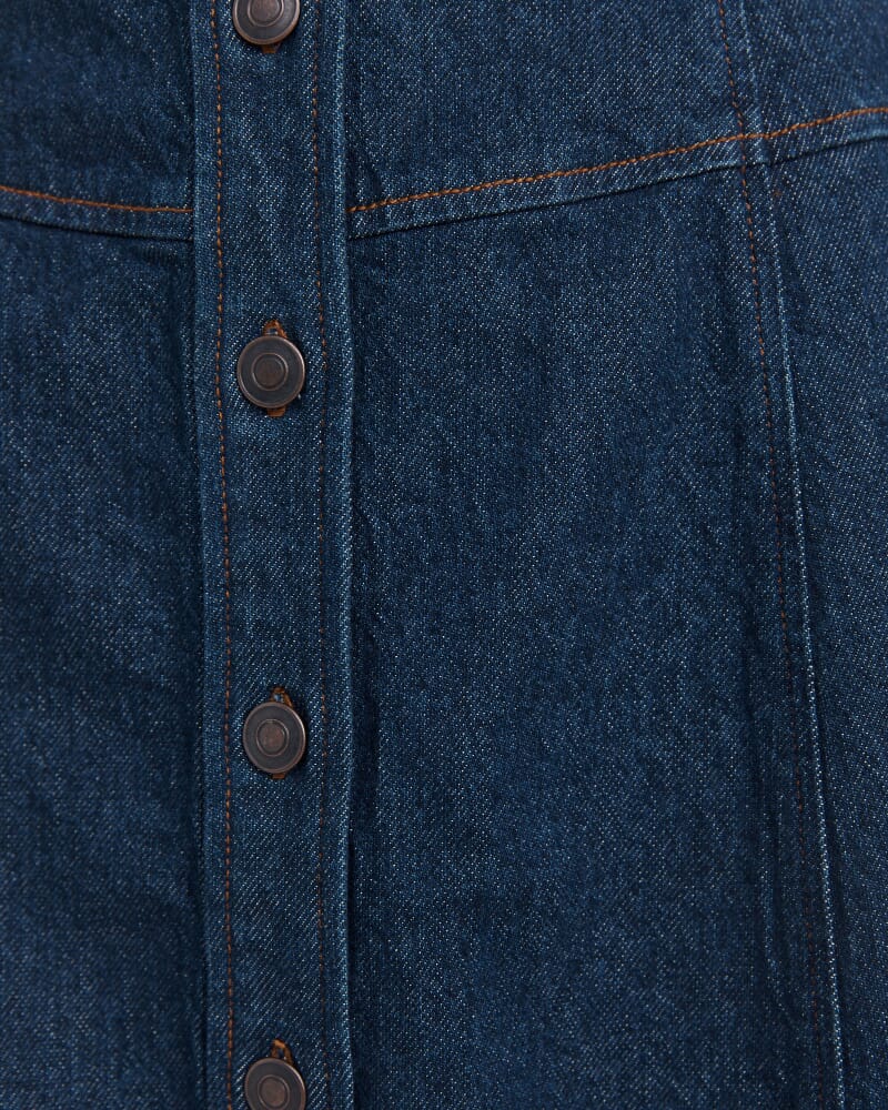 Cara Denim Midi Dress in BLUE/BLACK WASH