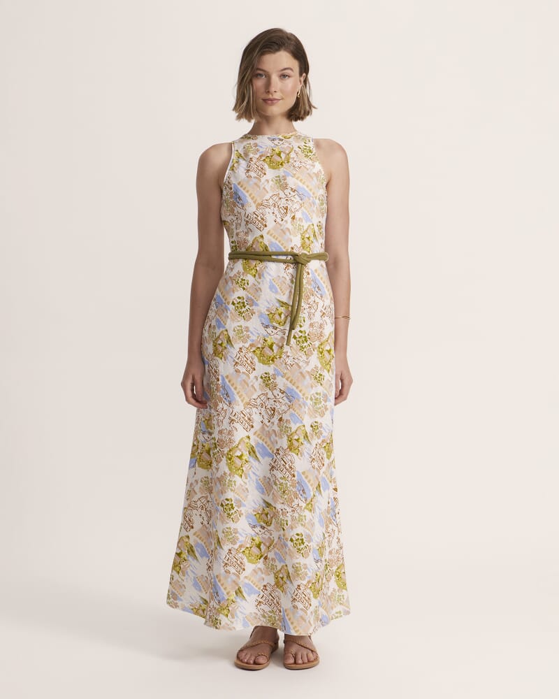 Juliette Linen Bias Midi Dress in MULTI