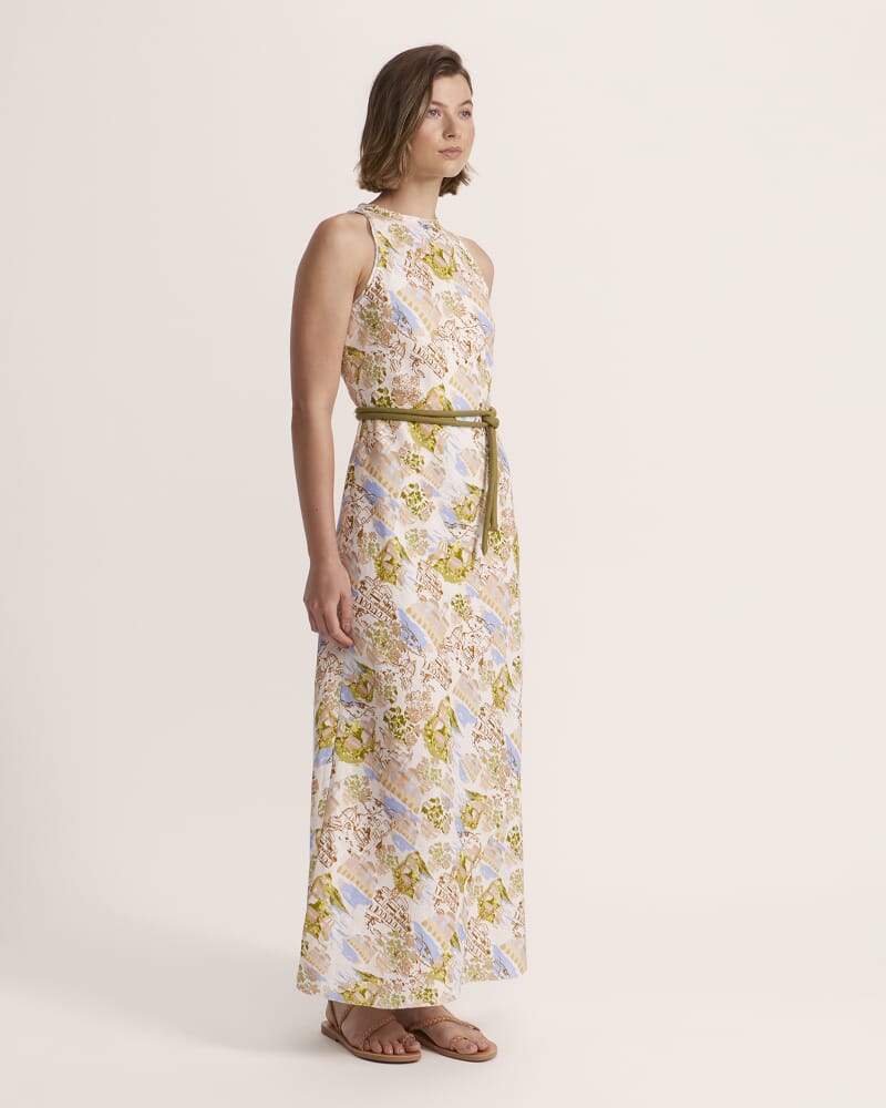 Juliette Linen Bias Midi Dress in MULTI