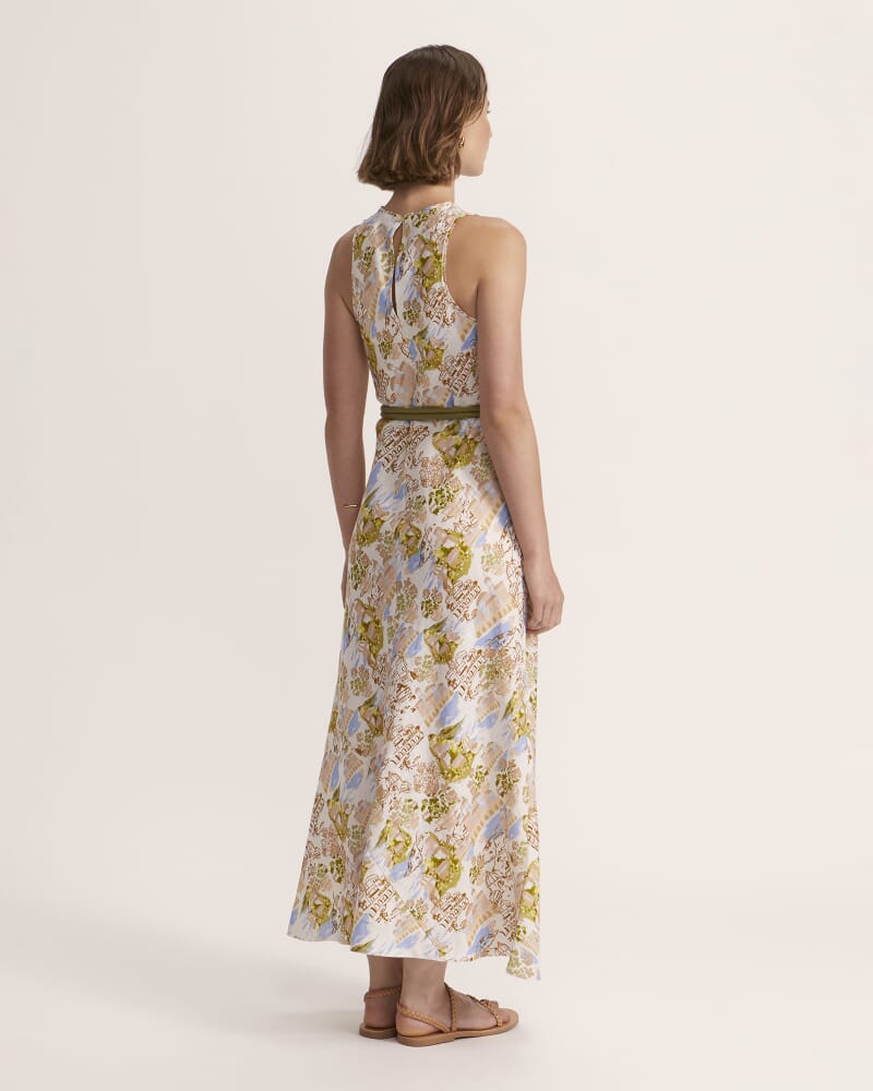 Juliette Linen Bias Midi Dress in MULTI