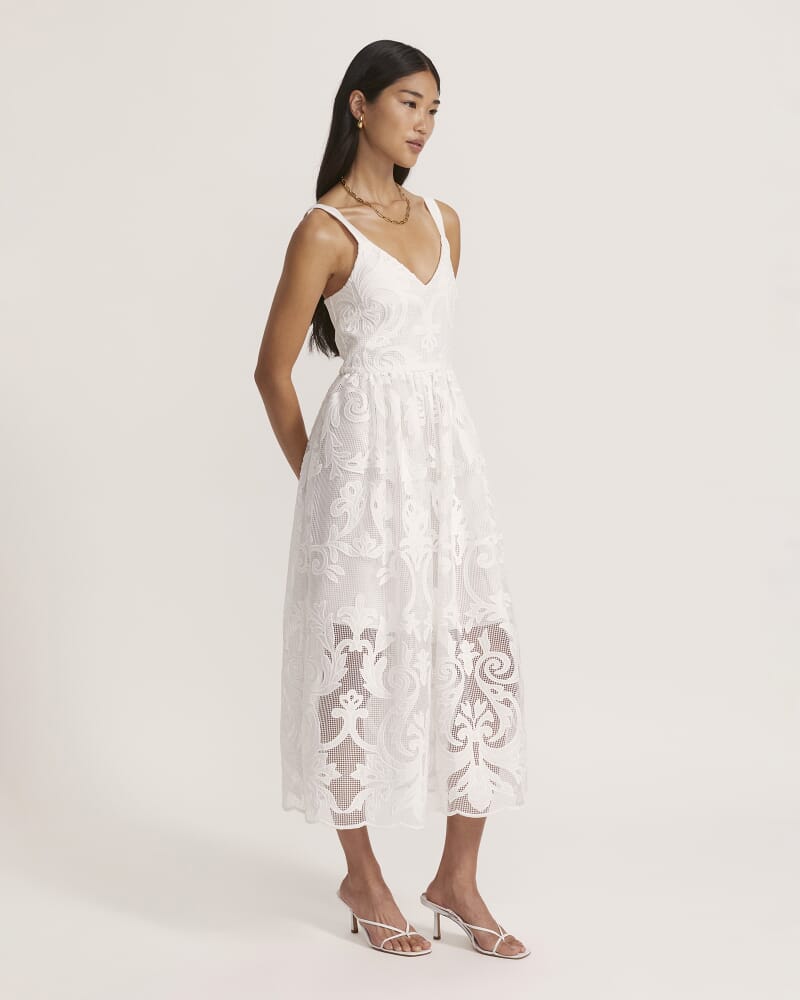 Rielle Midi Dress in WHITE