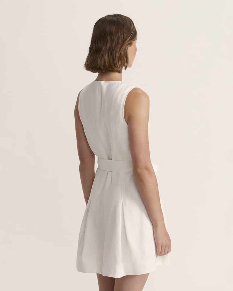 Lila Linen Mini Dress in WHITE