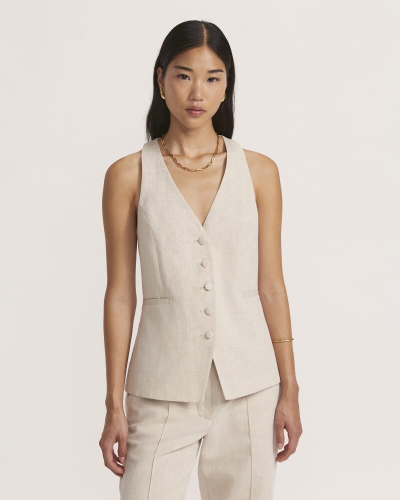 Sienna Linen Vest in OATMEAL MELANGE