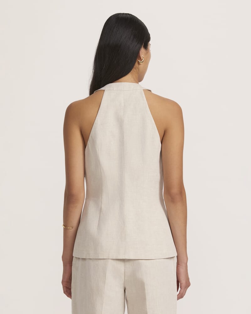 Sienna Linen Vest in OATMEAL MELANGE