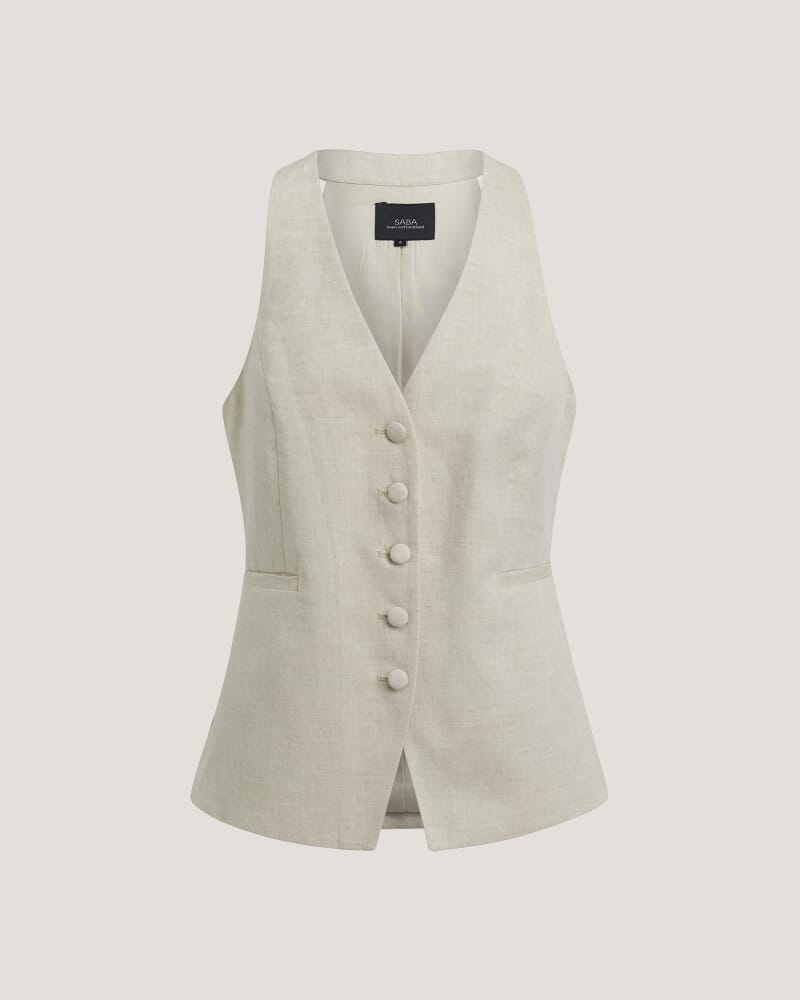 Sienna Linen Vest in OATMEAL MELANGE