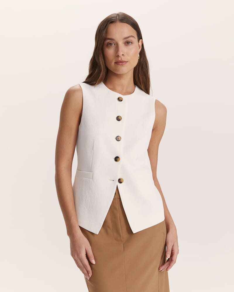 Dharma Crew Neck Longline Vest in ALABASTER