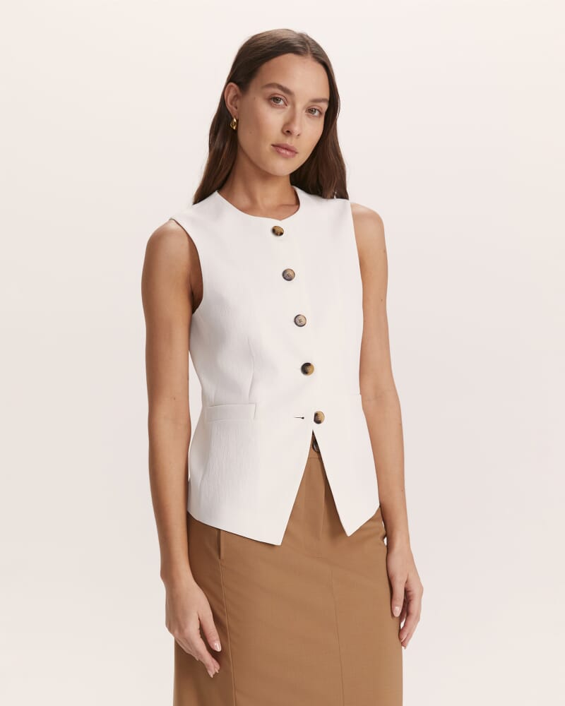 Dharma Crew Neck Longline Vest in ALABASTER