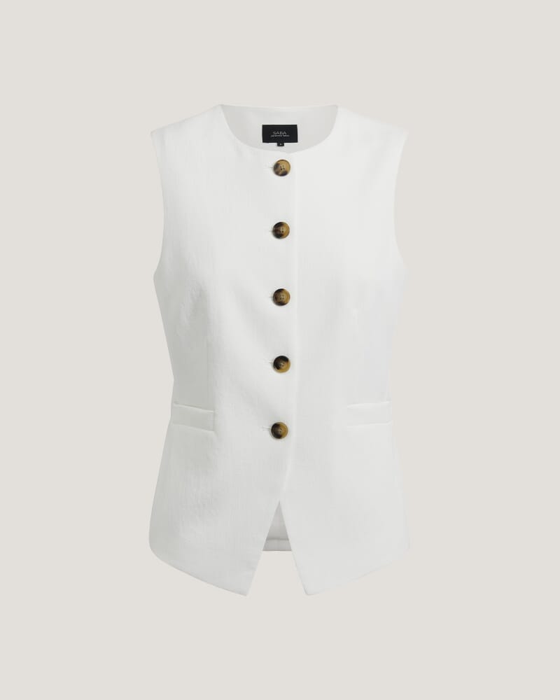 Dharma Crew Neck Longline Vest in ALABASTER