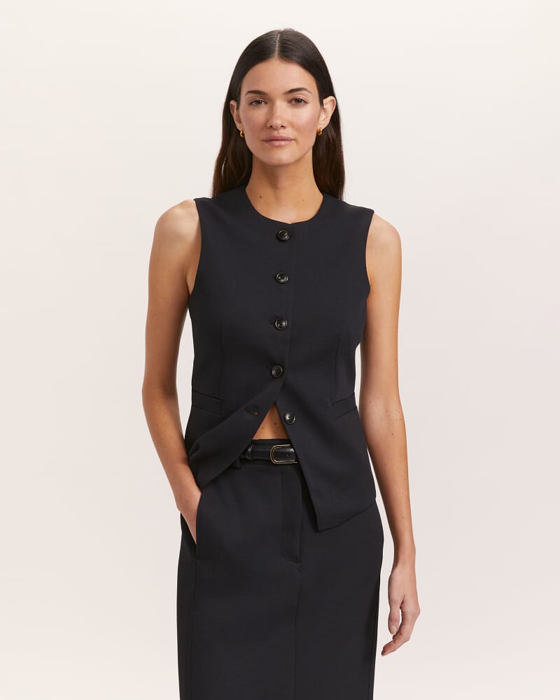 Dharma Crew Neck Longline Vest in BLACK