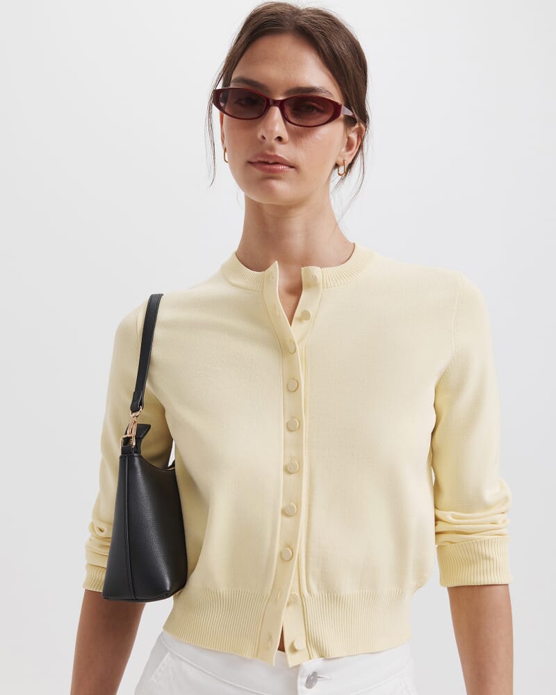 Mia Milano Knit Cardigan in LEMON