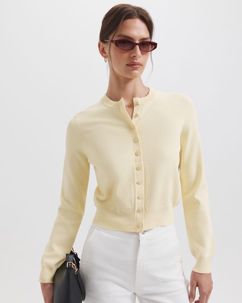 Mia Milano Knit Cardigan in LEMON